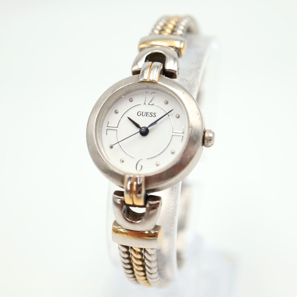 Guess Women's Two Tone Watch 23mm Round Dial Metal Rope Bracelet w New Battery - Picture 1 of 15